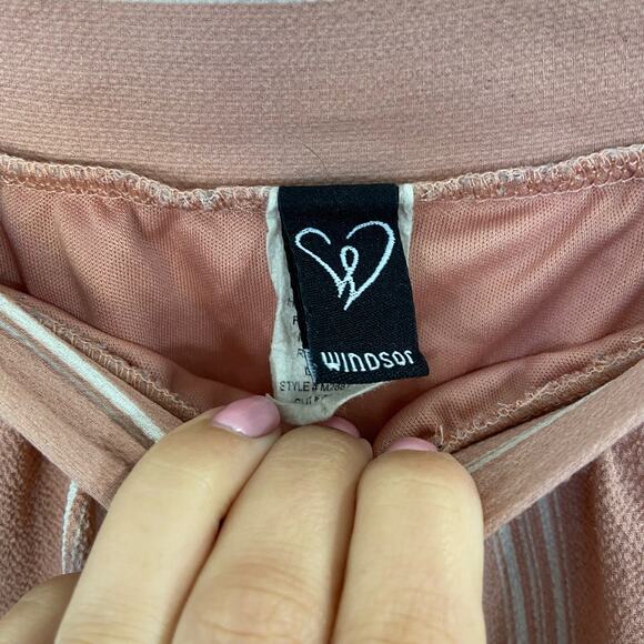 Windsor M Light Pink White Stripe Pull On Flowy Midi Skirt - Picture 6 of 9